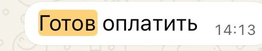 Сообщение клиента: Готов оплатить